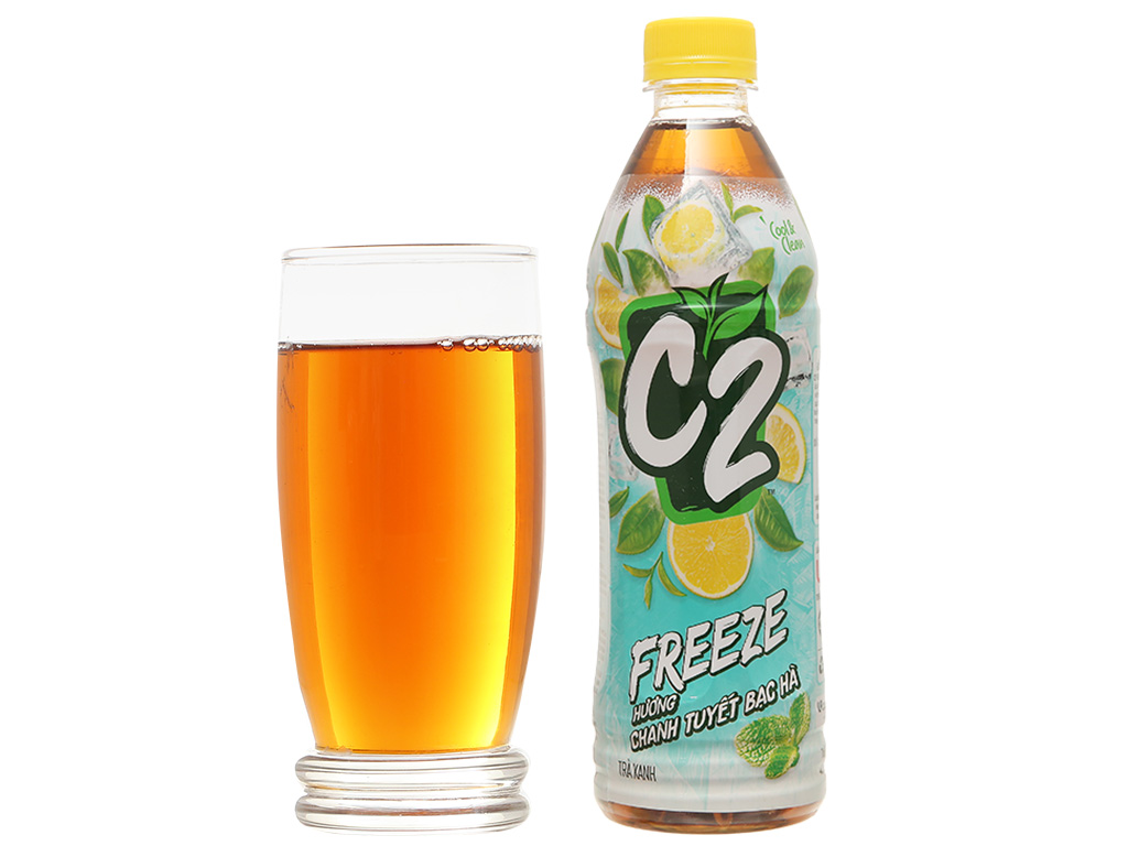 6 chai trà xanh hương chanh tuyết bạc hà C2 Freeze 455ml 8