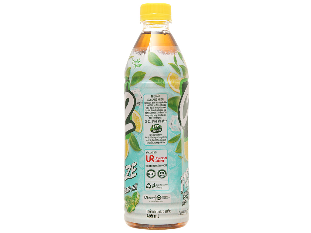 6 chai trà xanh hương chanh tuyết bạc hà C2 Freeze 455ml 6