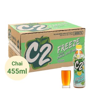 Thùng 24 chai trà xanh hương chanh tuyết bạc hà C2 Freeze 455ml