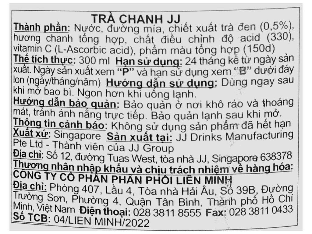 Trà chanh Jia Jia lon 300ml 6