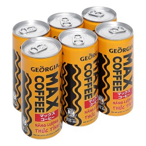 6 lon cà phê sữa Georgia Max Coffee 235ml