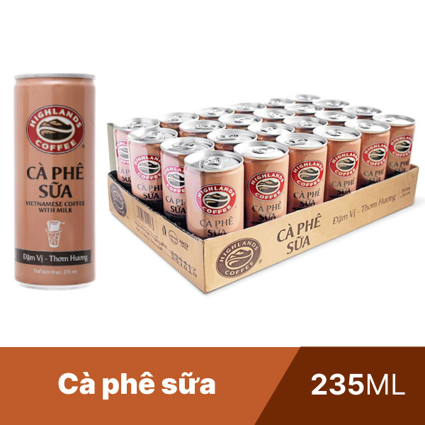 Thùng 24 lon cà phê sữa Highlands 235ml