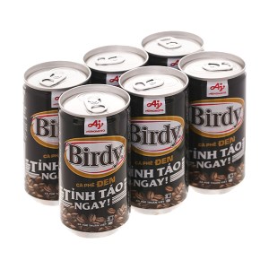 6 lon cà phê đen Birdy Stay awake 170ml