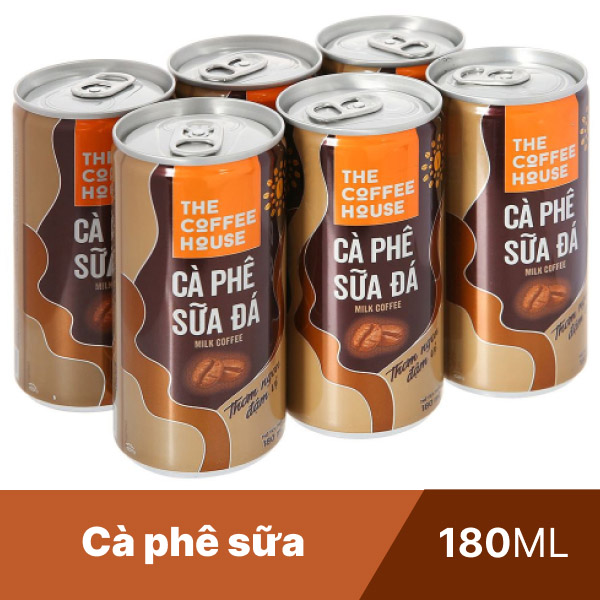 6 lon cà phê sữa The Coffee House 180ml