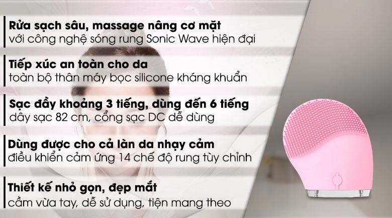 Máy rửa mặt và massage Halio Facial Baby Pink