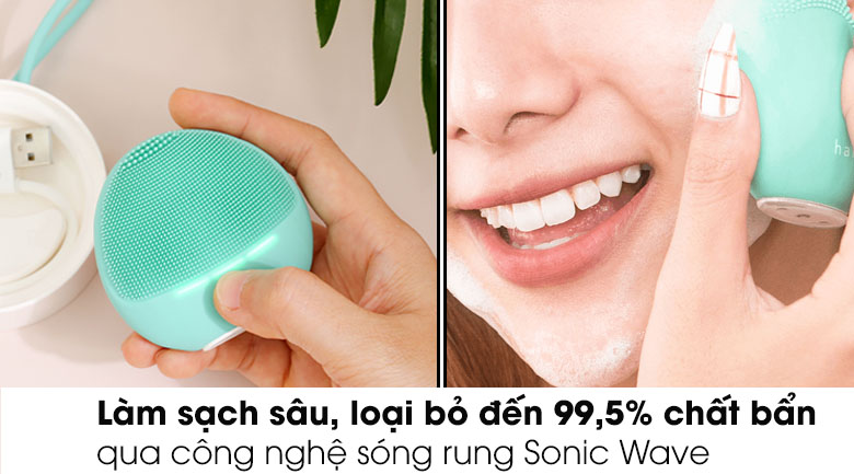 Công nghệ sóng rung - Máy rửa mặt và chăm sóc da nhạy cảm Halio Sensitive Sweet Mint