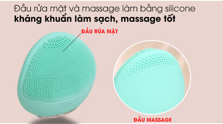 Đầu rữa, đầu massage làm bằng silicone - Máy rửa mặt và chăm sóc da nhạy cảm Halio Sensitive Sweet Mint