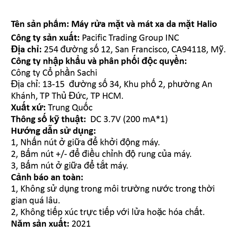 Máy rửa mặt và massage Halio Sky Blue Màu Xanh da trời