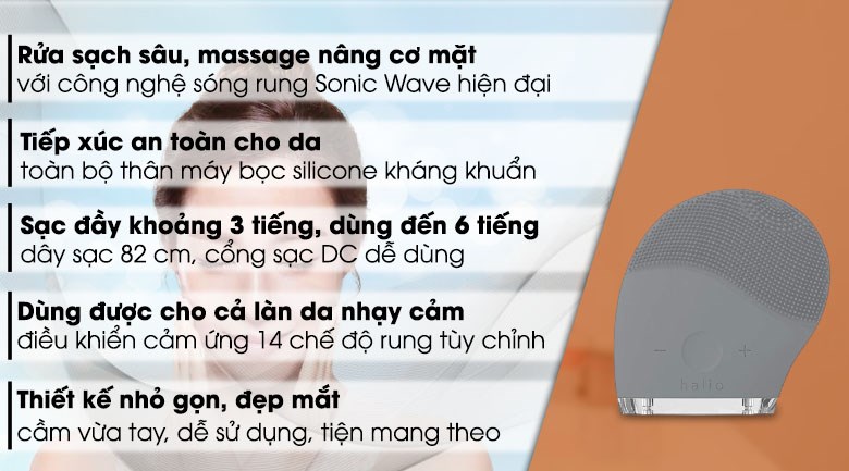 Máy rửa mặt và massage Halio Grey Smoke - 10
