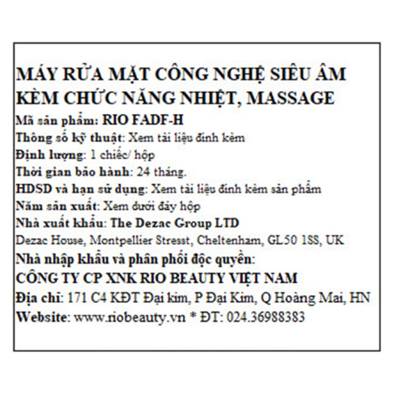 Máy rửa mặt kèm chức năng nhiệt Rio Beauty FADF-H Màu Hồng