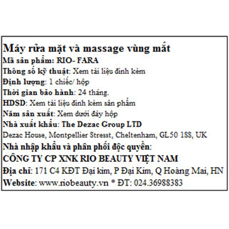 Máy rửa mặt và massage vùng mắt Rio Beauty FARA Màu Hồng