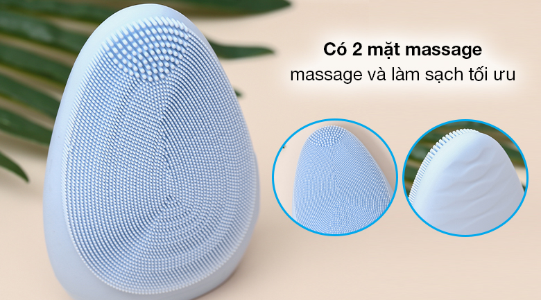 Máy rửa mặt Emmié Facial Cleansing Brush Sky Blue - Thiết kế 2 mặt giúp massage và làm sạch tối ưu