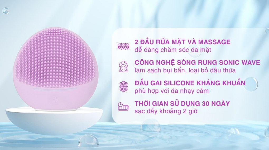 Máy rửa mặt và massage Halio Purple Rain