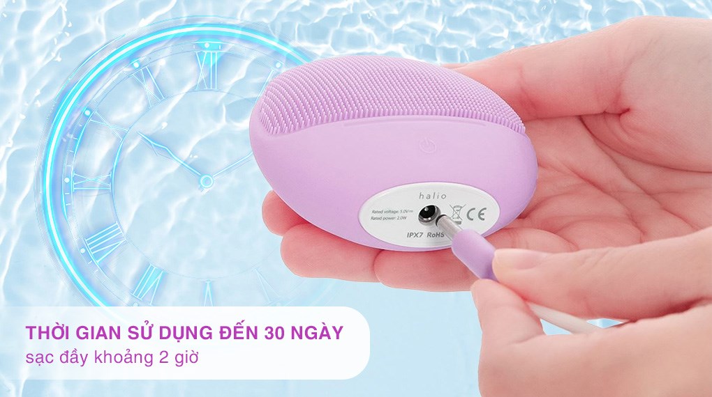 Máy rửa mặt và massage Halio Purple Rain