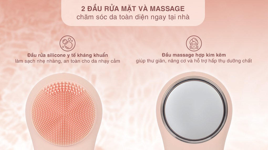 Máy rửa mặt và massage Halio 5 in 1 Peach Fuzz