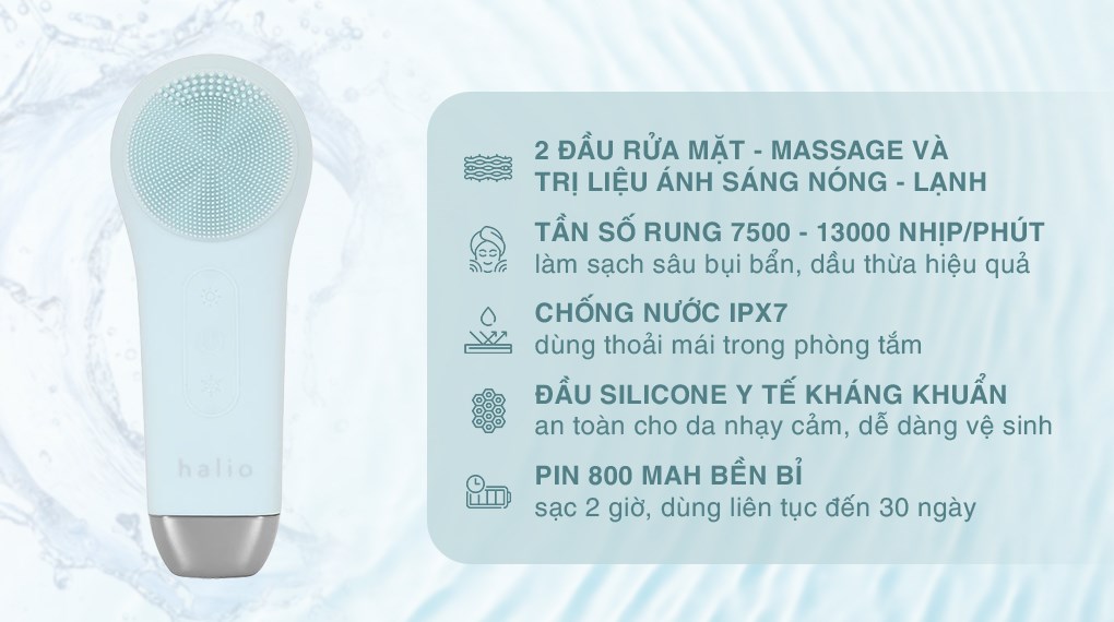 Máy rửa mặt và massage Halio 5 in 1 Ice Blue