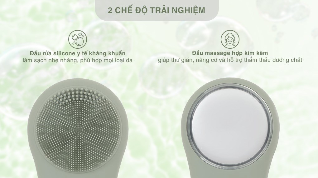 Máy rửa mặt và massage Halio 5 in 1 Sage Green