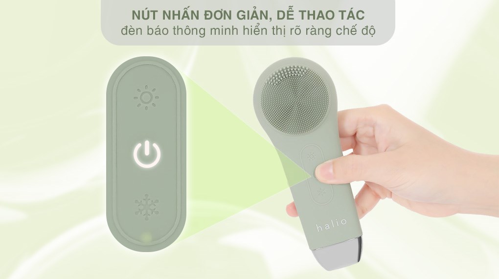 Máy rửa mặt và massage Halio 5 in 1 Sage Green