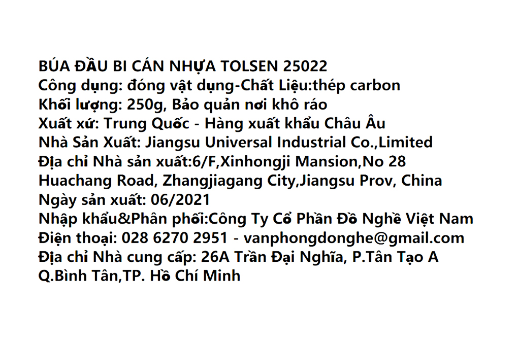 Búa Đầu Tròn Thép Cán Nhựa Tolsen 25022