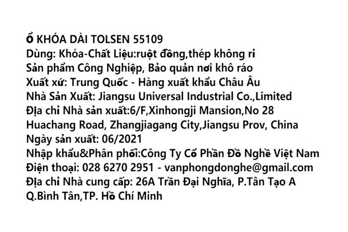 Ổ khóa đồng dài 40 mm Tolsen 55109