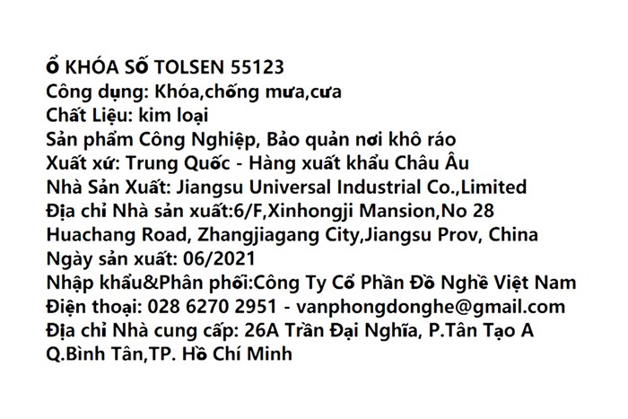 Ổ khóa đồng mật khẩu 30 mm Tolsen 55123