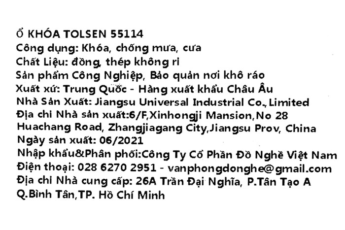 Ổ khóa đồng 40 mm Tolsen 55114 Màu Đen - Cam