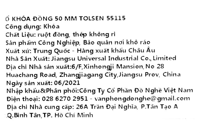 Ổ khóa đồng 50 mm Tolsen 55115 Màu Đen - Cam