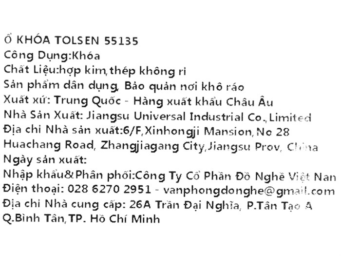 Ổ khóa sắt đen 50 mm Tolsen 55135 Màu Đen