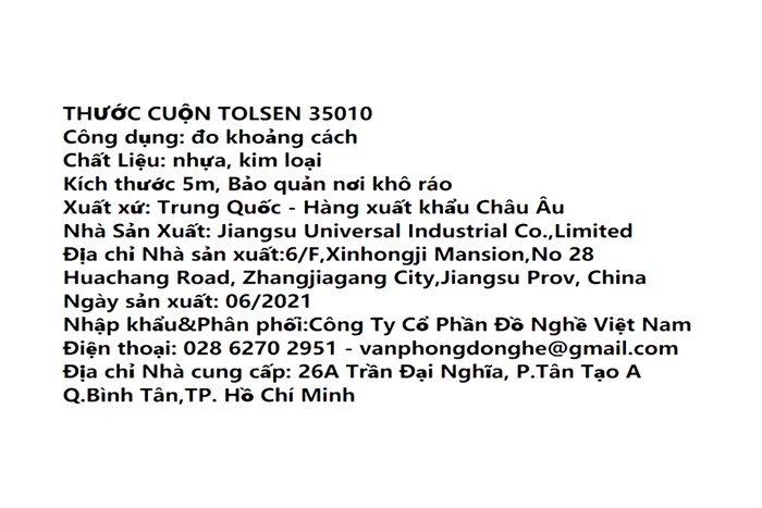 Thước cuộn dây thép Tolsen 35010 5m