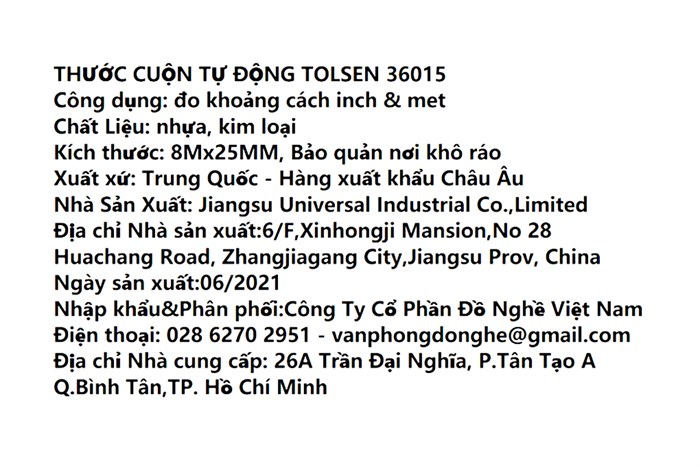 Thước cuộn dây thép tự động Tolsen 36015 8m