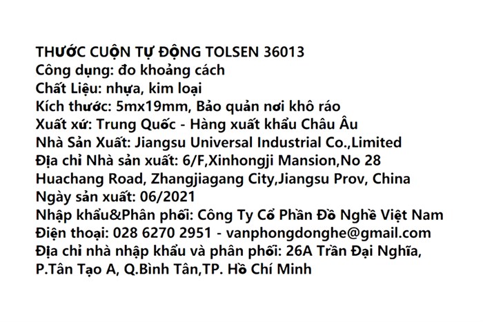 Thước cuộn tự động Tolsen 36013 5m