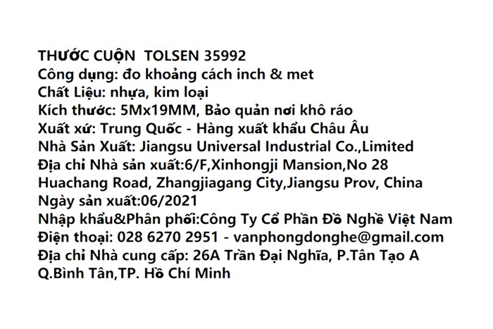 Thước cuộn tự động Tolsen 35992 5m Màu Đen - Vàng