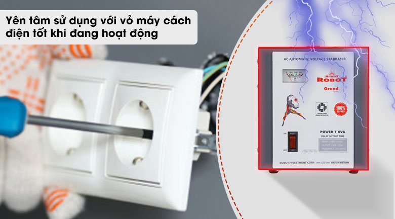 Ổn áp ROBOT 1Pha 1KVA GR01K140 -  vỏ cách điện 