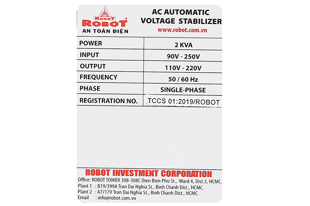 Bán ổn áp ROBOT 1 Pha 2KVA 90