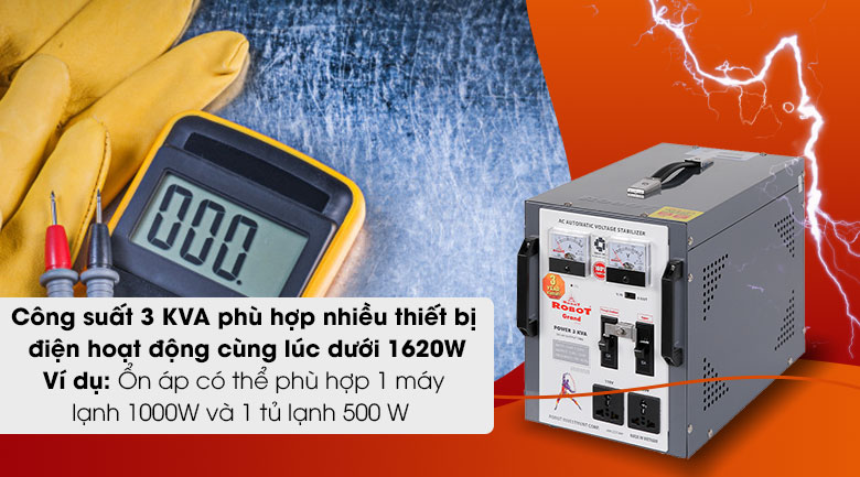 Ổn áp ROBOT 1 Pha 3KVA GR03K140 - Công suất