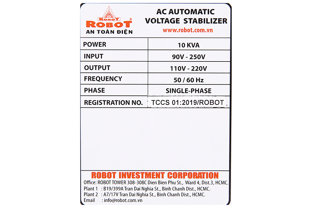 Mua ổn áp ROBOT 1 Pha 10KVA 90