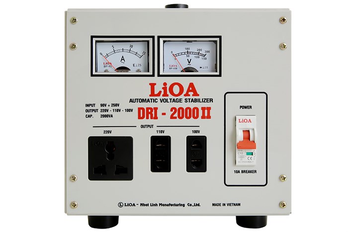 Ổn áp LiOA 1 pha 2kVA DRI-2000II Màu Xám nhạt
