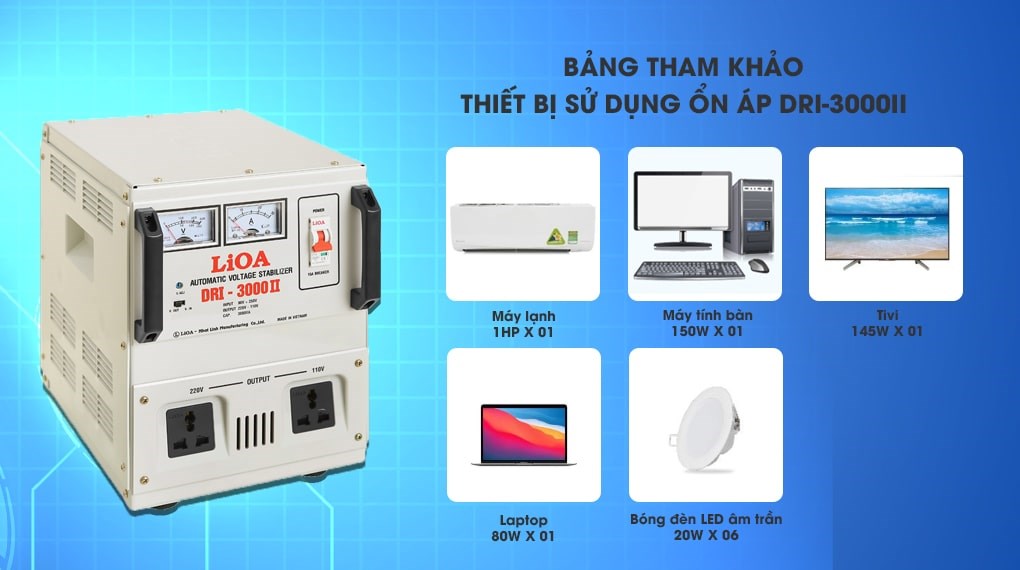 Ổn áp LiOA 1 pha 3kVA DRI-3000II
