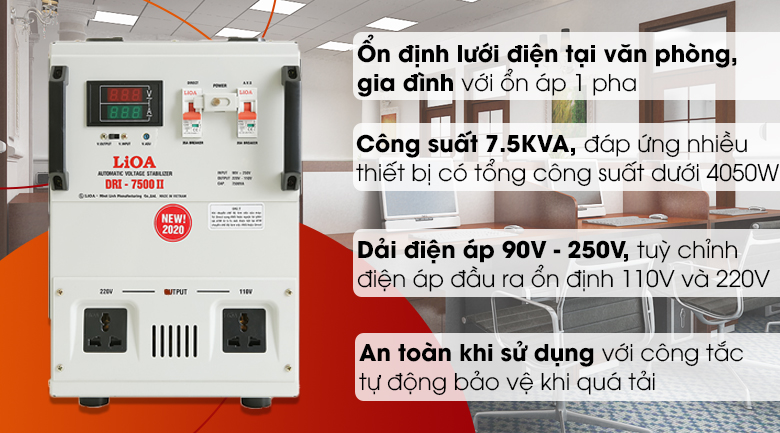 Ổn áp LiOA 1 pha 7.5kVA LiOA DRI-7500II