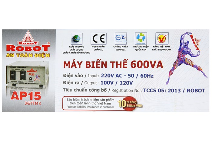 Biến thế Robot UT1P600A - AP15 600VA Màu Xám