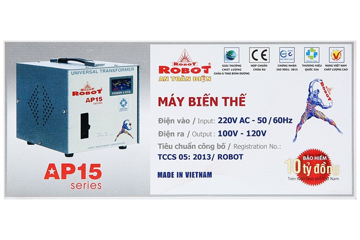 Biến thế Robot UT1P3000A - AP15 3KVA Màu Xám