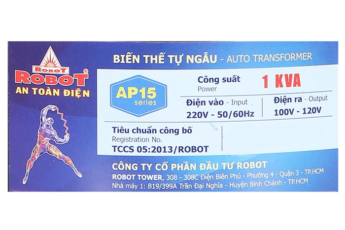 Biến thế tròn Robot RT1P1000A 1KVA Màu Xám