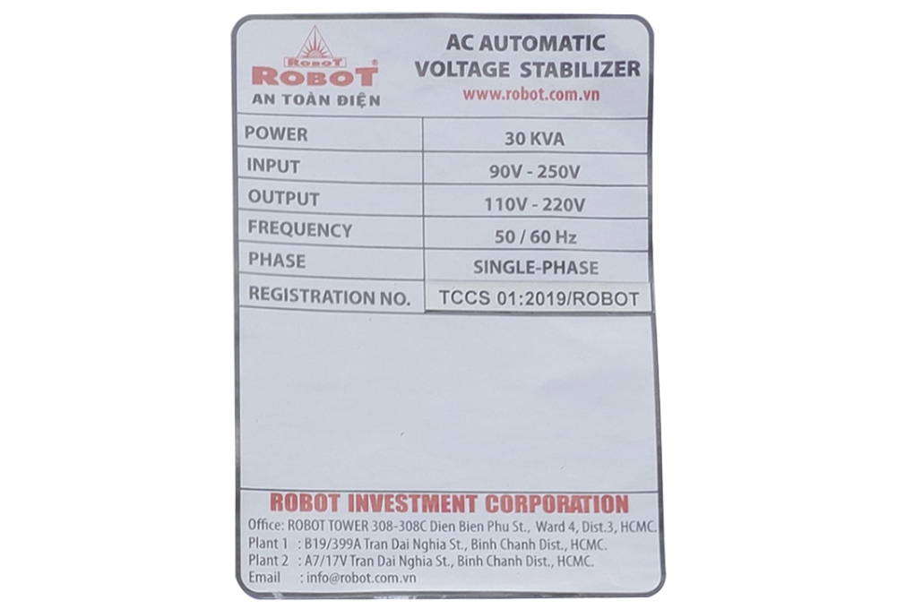 Ổn áp Robot 1 pha 30KVA 90 Màu Xám