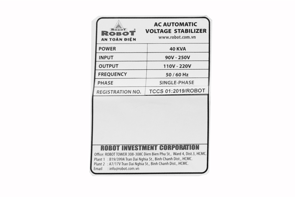Ổn áp Robot 1 pha 40KVA 90 Màu Xám