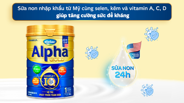 Tăng đề kháng - Sữa bột Dielac Alpha Gold IQ số 1 (sữa non) 800g (0 - 6 tháng)