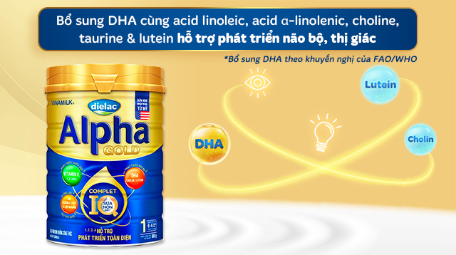 Phát triển não bộ - Sữa bột Dielac Alpha Gold IQ số 1 (sữa non) 800g (0 - 6 tháng)