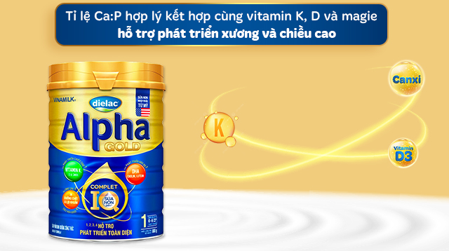 Phát triển chiều cao - Sữa bột Dielac Alpha Gold IQ số 1 (sữa non) 800g (0 - 6 tháng)