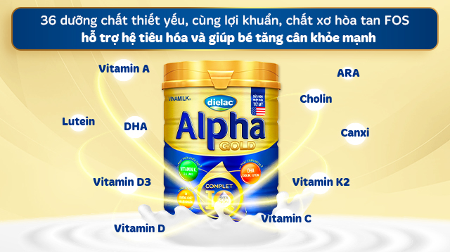 Hỗ trợ tiêu hóa - Sữa bột Dielac Alpha Gold IQ số 1 (sữa non) 800g (0 - 6 tháng)