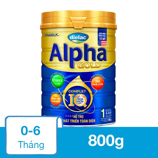 Sữa Bột Dielac Alpha Gold Iq Số 1 (Sữa Non) 800G (0 - 6 Tháng)