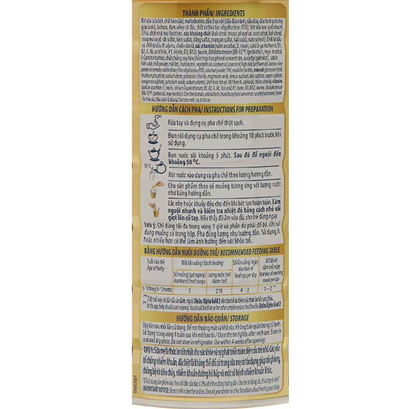Sữa bột Dielac Alpha Gold IQ số 2 (sữa non) 800g (6 - 12 tháng) 10